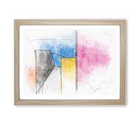 Architecture Sketch Vol.1 In Abstract Modern Art Framed Print | A2 Oak Framed Wall Art | Ready to Hang | Abstract Cityscape Picture | Living Room Bedroom Lounge Office