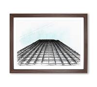 Architecture Sketch Vol.11 In Abstract Modern Art Framed Print | A3 Walnut Framed Wall Art | Ready to Hang | Abstract Cityscape Picture | Living Room Bedroom Lounge Office