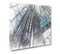 Architecture Sketch Vol.17 Canvas Print | Gallery Wrapped 30mm Frame Wall Art | 14x14 inches | Ready to Hang | Abstract Cityscape Picture | Living Room Bedroom Lounge Office
