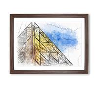 Architecture Sketch Vol.19 In Abstract Modern Art Framed Print | A4 Walnut Framed Wall Art | Ready to Hang | Abstract Cityscape Picture | Living Room Bedroom Lounge Office