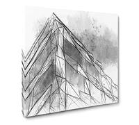 Architecture Sketch Vol.23 in Abstract Modern Canvas Wall Art Print Ready to Hang, Framed Picture for Living Room Bedroom Home Office Décor, 14x14 Inch (35x35 cm)