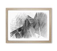Architecture Sketch Vol.30 In Abstract Modern Art Framed Print | A3 Oak Framed Wall Art | Ready to Hang | Abstract Cityscape Picture | Living Room Bedroom Lounge Office