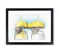 Architecture Sketch Vol.32 In Abstract Modern Art Framed Print | A2 Black Framed Wall Art | Ready to Hang | Abstract Cityscape Picture | Living Room Bedroom Lounge Office