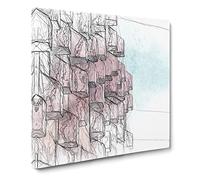 Architecture Sketch Vol.34 Canvas Print | Gallery Wrapped 30mm Frame Wall Art | 20x20 inches | Ready to Hang | Abstract Cityscape Picture | Living Room Bedroom Lounge Office