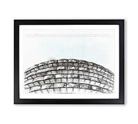 Architecture Sketch Vol.4 In Abstract Modern Art Framed Print | A2 Black Framed Wall Art | Ready to Hang | Abstract Cityscape Picture | Living Room Bedroom Lounge Office