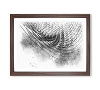Architecture Sketch Vol.7 In Abstract Modern Art Framed Wall Art Print, Ready to Hang Picture for Living Room Bedroom Home Office Décor, Walnut A4 (34 x 25 cm)