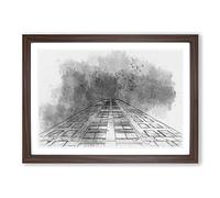 Architecture Sketch Vol.8 in Abstract Framed Print | A2 Walnut Framed Wall Art | Ready to Hang | Abstract Cityscape Picture | Living Room Bedroom Lounge Office