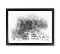 Architecture Sketch Vol.8 In Abstract Modern Art Framed Wall Art Print, Ready to Hang Picture for Living Room Bedroom Home Office Décor, Black A4 (34 x 25 cm)