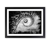 Architecture Spiral Staircase No.1 Modern CB Framed Print | A3 Black Framed Wall Art | Ready to Hang | Modern Cityscape Picture | Living Room Bedroom Lounge Office