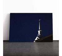 Architecture Steeple of a Church Canvas Print | Gallery Wrapped 30mm Frame Wall Art | 20x14 inches | Ready to Hang | Modern Cityscape Picture | Living Room Bedroom Lounge Office