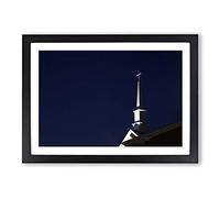 Architecture Steeple of a Church Framed Print | A2 Oak Framed Wall Art | Ready to Hang | Modern Religious Picture | Living Room Bedroom Lounge Office