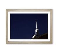 Architecture Steeple of a Church Framed Print | A2 Oak Framed Wall Art | Ready to Hang | Modern Religious Picture | Living Room Bedroom Lounge Office