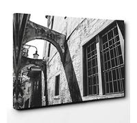Architecture Street View Black and White Canvas Print | Gallery Wrapped 30mm Frame Wall Art | 30x20 inches | Ready to Hang | Modern Cityscape Picture | Living Room Bedroom Lounge Office