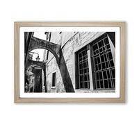Architecture Street View Black and White Framed Print | A2 Oak Framed Wall Art | Ready to Hang | Modern Cityscape Picture | Living Room Bedroom Lounge Office