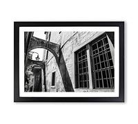 Architecture Street View Black and White Framed Print | A2 Oak Framed Wall Art | Ready to Hang | Modern Cityscape Picture | Living Room Bedroom Lounge Office