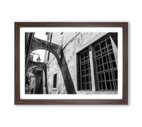 Architecture Street View Black and White Framed Print | A2 Walnut Framed Wall Art | Ready to Hang | Modern Cityscape Picture | Living Room Bedroom Lounge Office