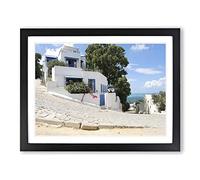Architecture Tunisia Street Modern Framed Print | A4 Black Framed Wall Art | Ready to Hang | Modern Cityscape Picture | Living Room Bedroom Lounge Office