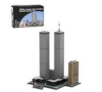 Architecture Twin Towers Building New York Landmark, 1/800 Scale World Famous Landmark Construction Skyline Building Blocks Model Kits for Adults to Build, for Collection and Decoration (7129 Pieces)