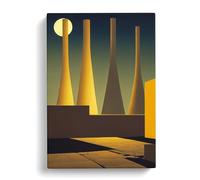 Architecture Under The Moon Canvas Print | Gallery Wrapped 30mm Frame Wall Art | 30x20 inches | Ready to Hang | Modern Space Picture | Living Room Bedroom Lounge Office