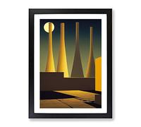 Architecture Under The Moon Framed Print | A4 Black Framed Wall Art | Ready to Hang | Modern Space Picture | Living Room Bedroom Lounge Office