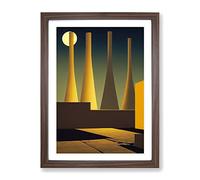 Architecture Under The Moon Framed Print | A4 Walnut Framed Wall Art | Ready to Hang | Modern Space Picture | Living Room Bedroom Lounge Office