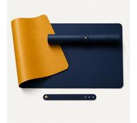 Archival Desk Mat PU Leather Desk Pad 60 x 30 cm - Reversible Waterproof Mouse Pad and Keyboard Mat with Non Slip Base for Office Home Study Gaming, Midnight Blue and Golden Yellow