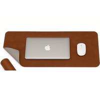 Archival Double-Sided PU Leather Mouse & Keyboard Mat Reversible Brown & Light Grey 70 × 35 cm Waterproof, Non-Slip, Easy-Clean Writing Surface Gift for Men, Gamers, IT & Computer Professionals