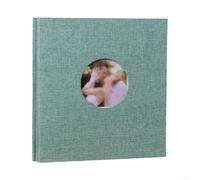Archival-Friendly Linen Scrapbook Album with 40 Blank Sheets for Preserving Photos Letters and Small Memorabilia Over Time (round cyan)