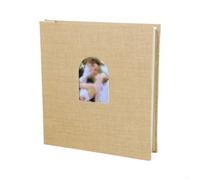 Archival-Friendly Linen Scrapbook Album with 40 Blank Sheets for Preserving Photos Letters and Small Memorabilia Over Time (arched khaki)