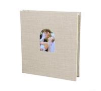 Archival-Friendly Linen Scrapbook Album with 40 Blank Sheets for Preserving Photos Letters and Small Memorabilia Over Time (arched beige)