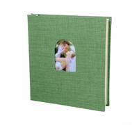 Archival-Friendly Linen Scrapbook Album with 40 Blank Sheets for Preserving Photos Letters and Small Memorabilia Over Time (arched grass)