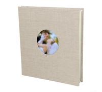Archival-Friendly Linen Scrapbook Album with 40 Blank Sheets for Preserving Photos Letters and Small Memorabilia Over Time (round beige)