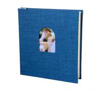 Archival-Friendly Linen Scrapbook Album with 40 Blank Sheets for Preserving Photos Letters and Small Memorabilia Over Time (arched-blue)