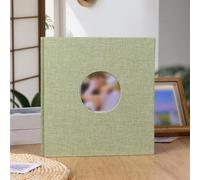 Archival-Friendly Linen Scrapbook Album with 40 Blank Sheets for Preserving Photos Letters and Small Memorabilia Over Time (round green)