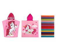 Archival Kids Hooded Microfiber Towel Poncho - Beach & Bath Towels Ultra-Absorbent Swim Towel with Fun Cartoon Prints Lightweight & Lightweight & Sand-Repellent (Pink Unicorn, 75 x 150 cms)