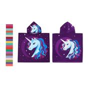 Archival Kids Hooded Microfiber Towel Poncho - Beach & Bath Towels Ultra-Absorbent Swim Towel with Fun Cartoon Prints Lightweight & Lightweight & Sand-Repellent (Purple Unicorn, 60 X 120 cms)