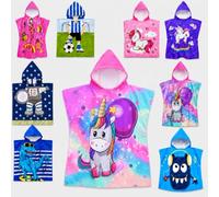 Archival Kids Hooded Towel Poncho, Pastel Rainbow Unicorn Microfibre Beach Towel, Quick-Drying Lightweight Swim, Pool and Bath Towel, 60 x 120 cm