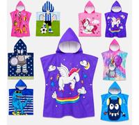 Archival Kids Hooded Towel Poncho, Purple Rainbow Unicorn Microfibre Beach Towel, Quick-Drying Lightweight Swim, Pool and Bath Towel, 60 x 120 cm