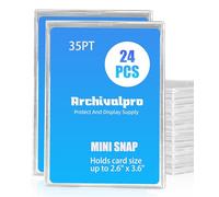 ARCHIVALPRO 24pcs Mini Snap Card Holder Hard Acrylic Sleeves Protector Mini Snaps Tite, Fit for Trading Cards,Standard Sports Cards, Baseball Card Holder Cases