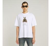 Archive Print Boxy T-Shirt - white strap vest - Men XL