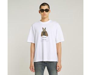 Archive Print Boxy T-Shirt - white strap vest - Men XL