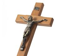 ARCHOBAN 10" Crucifix Wall Cross - Catholic Wooden Jesus Christ Cross for Wall or Prayer Room, Solid Wood Home Decor