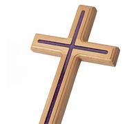 ARCHOBAN Wooden Wall Cross, 12 Inch Handmade Catholic Crosses for Wall Decor, Light Brown