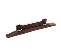 Archtop Guitar Bridge with Height Adjustable Metal and Wood Construction Featuring Smooth Surface and Bone Saddle, Suitable for Jazz and Acoustic Guitars