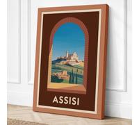 Archway to Assisi Vintage Canvas Wall Art Print 30x20 Inch