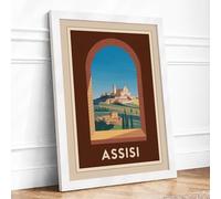 Archway to Assisi Vintage Framed Wall Art Print A1 (84.1×59.4cm) White, Wall Decor for Living Room, Bedroom, Office & Home, Ready to Hang, Art Gift
