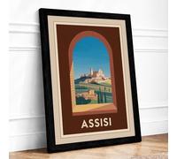 Archway to Assisi Vintage Framed Wall Art Print A2 (59.4×42cm) Black, Wall Decor for Living Room, Bedroom, Office & Home, Ready to Hang, Art Gift