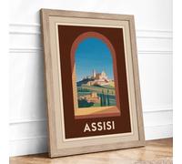 Archway to Assisi Vintage Framed Wall Art Print A2 (59.4×42cm) Oak, Wall Decor for Living Room, Bedroom, Office & Home, Ready to Hang, Art Gift