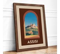 Archway to Assisi Vintage Framed Wall Art Print A3 (42×29.7cm) Walnut, Wall Decor for Living Room, Bedroom, Office & Home, Ready to Hang, Art Gift