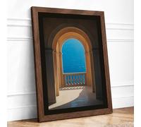 Archway to the Sea Coastal Framed Wall Art Print A2 (59.4×42cm) Walnut, Wall Decor for Living Room, Bedroom, Office & Home, Ready to Hang, Art Gift